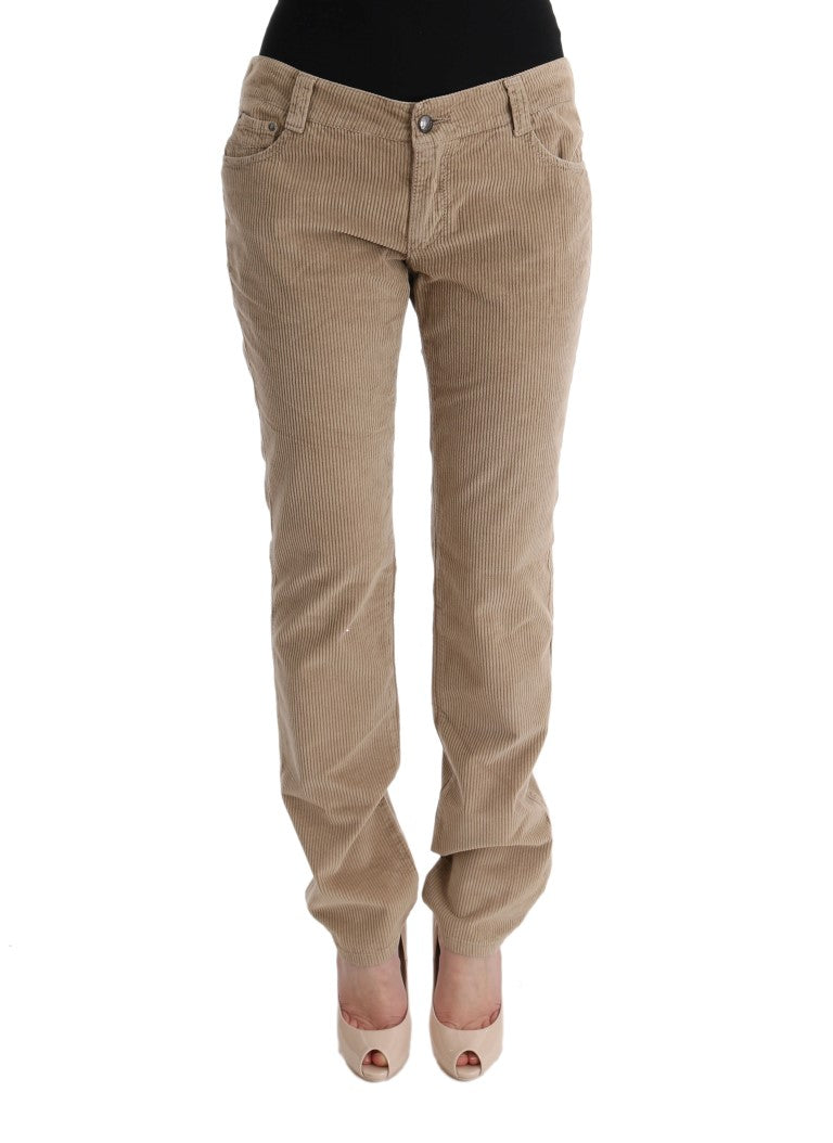 Pantalon en velours de coton beige à coupe droite d'Ermanno Scervino
