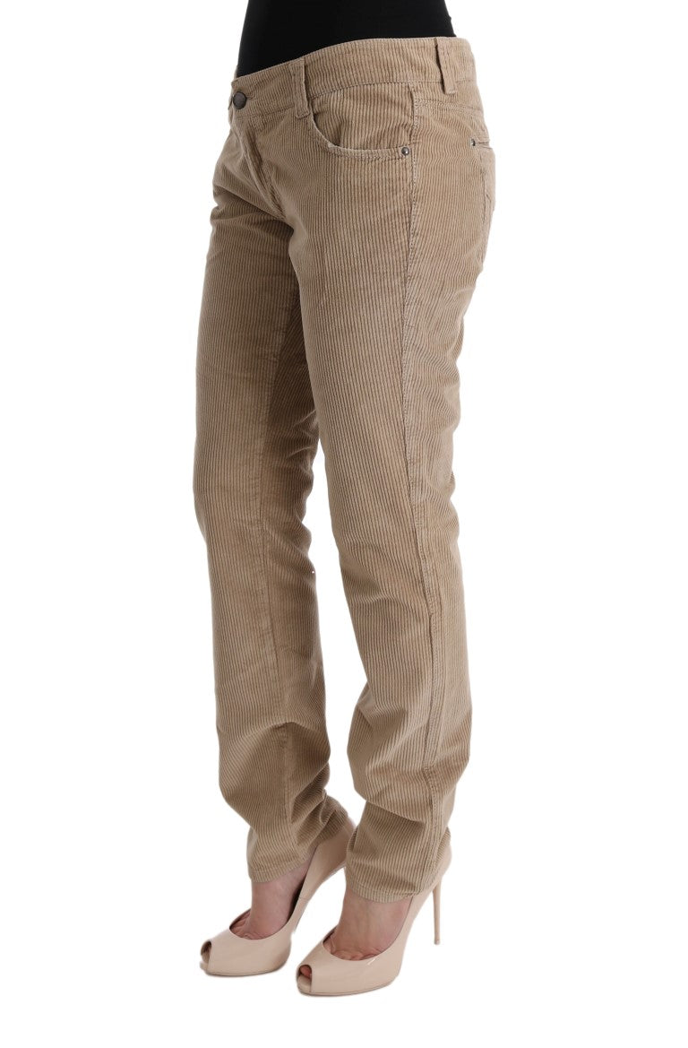 Pantalon en velours de coton beige à coupe droite d'Ermanno Scervino