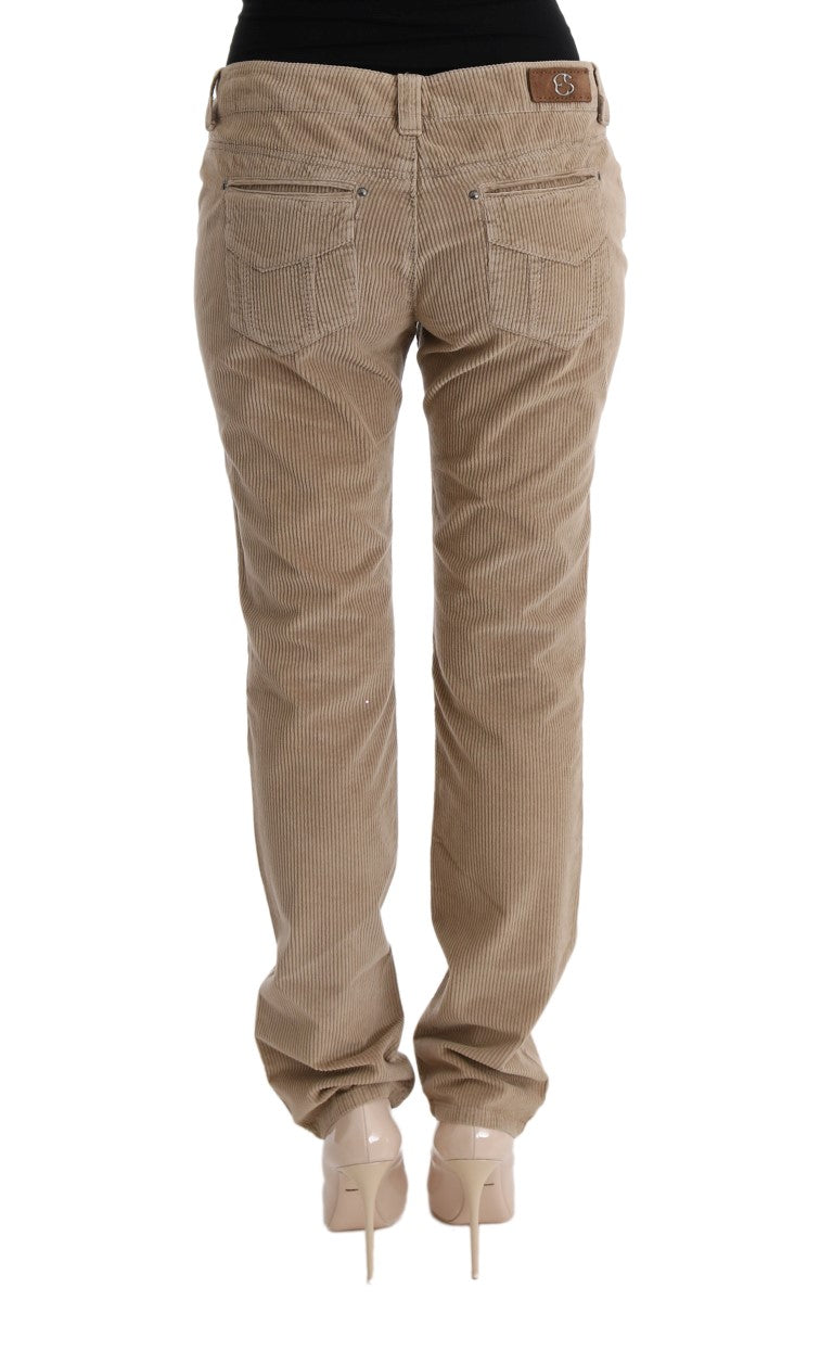 Pantalon en velours de coton beige à coupe droite d'Ermanno Scervino