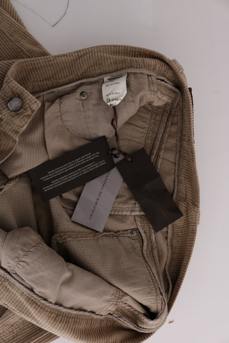Pantalon en velours de coton beige à coupe droite d'Ermanno Scervino