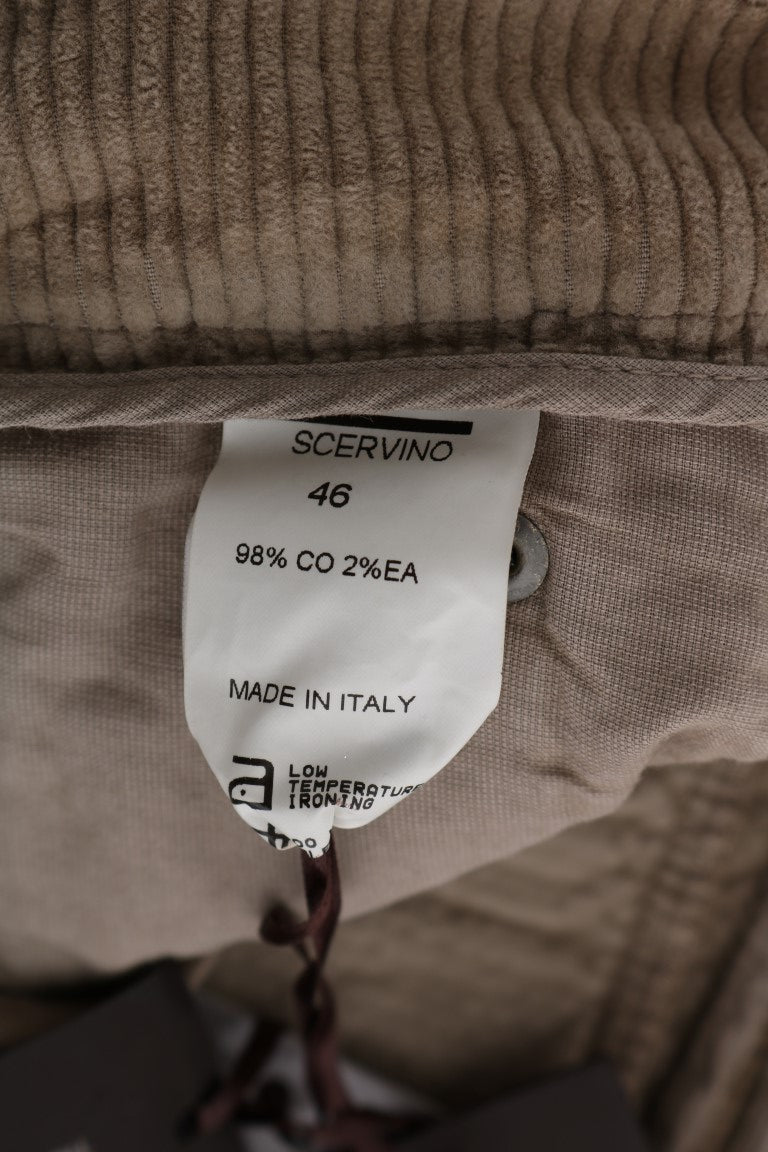 Pantalon en velours de coton beige à coupe droite d'Ermanno Scervino