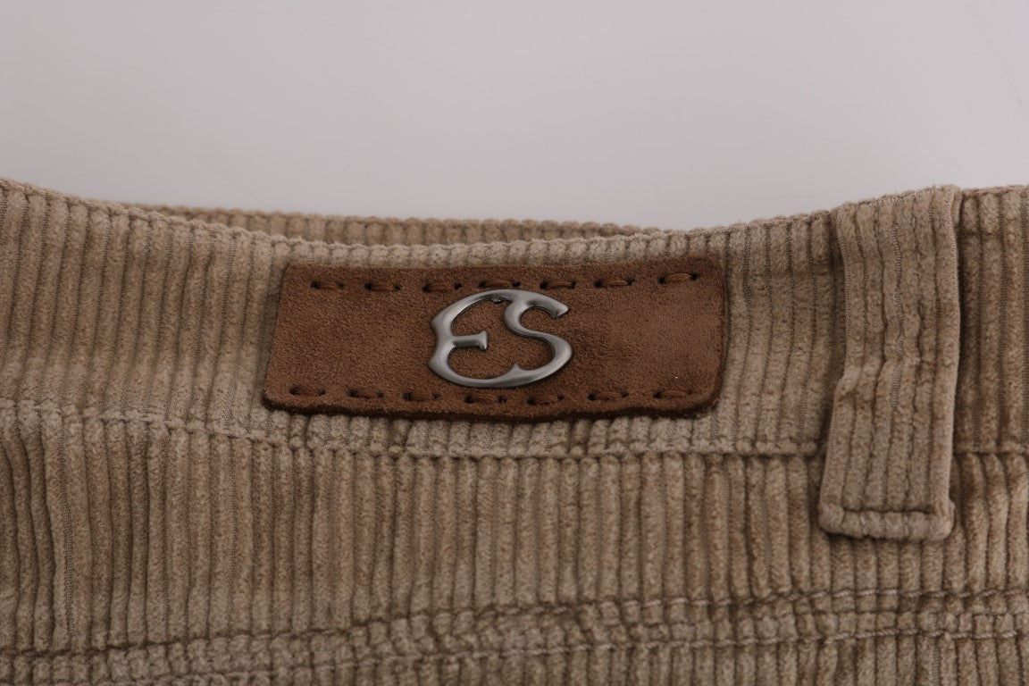 Pantalon en velours de coton beige à coupe droite d'Ermanno Scervino