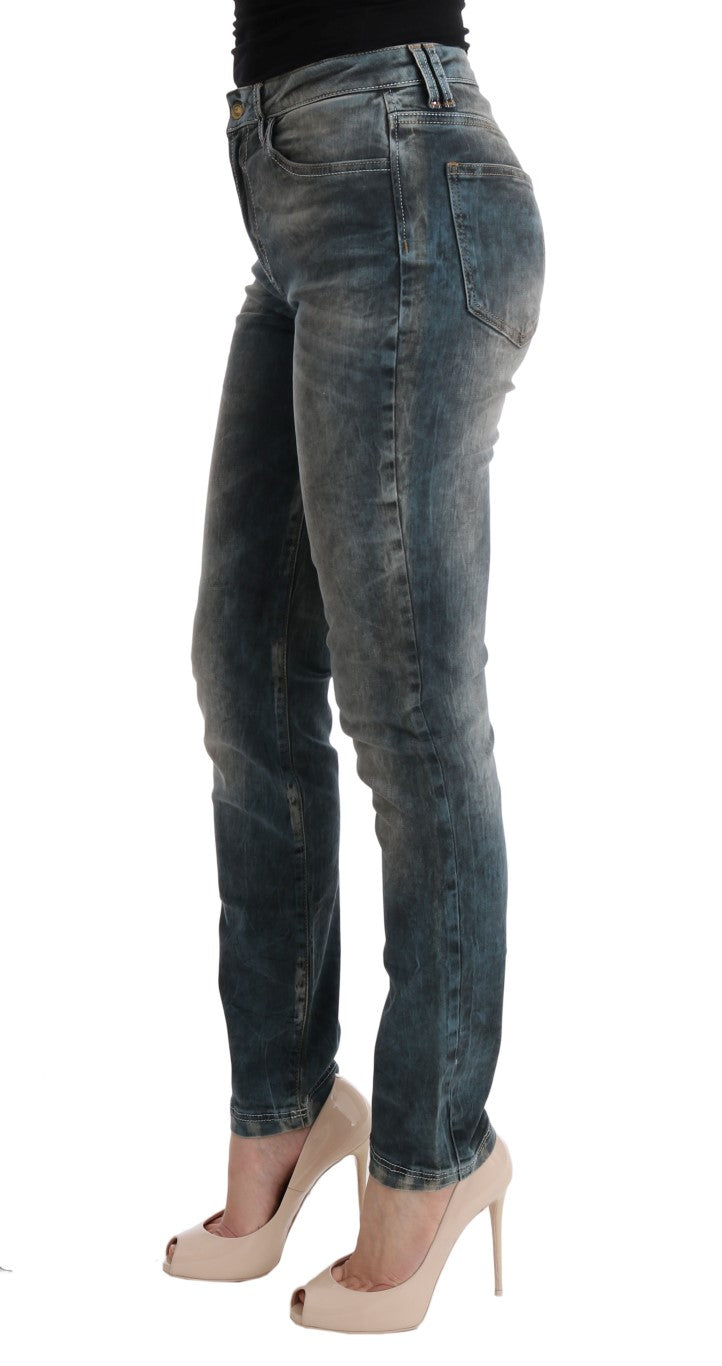Jeans slim en coton mélangé, bleu lavé, Cavalli