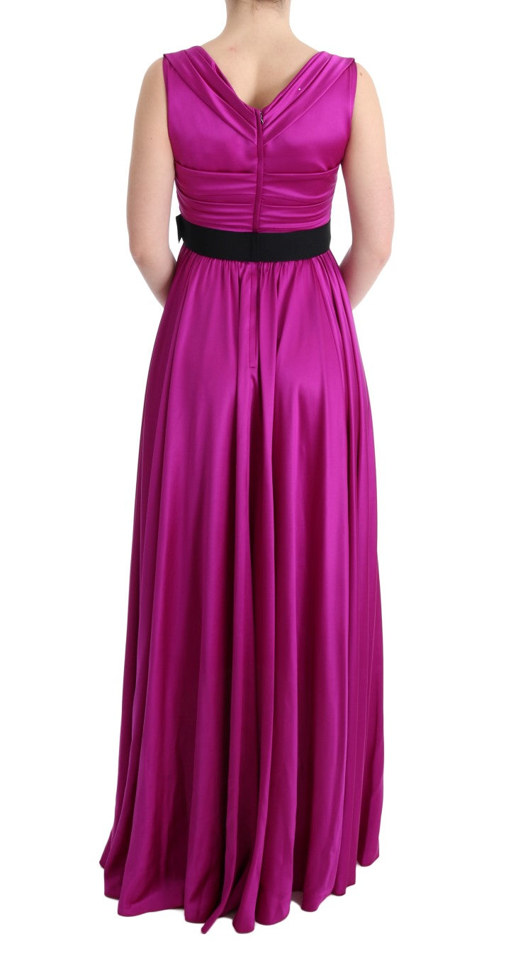 Robe longue ample en soie extensible rose de Dolce & Gabbana