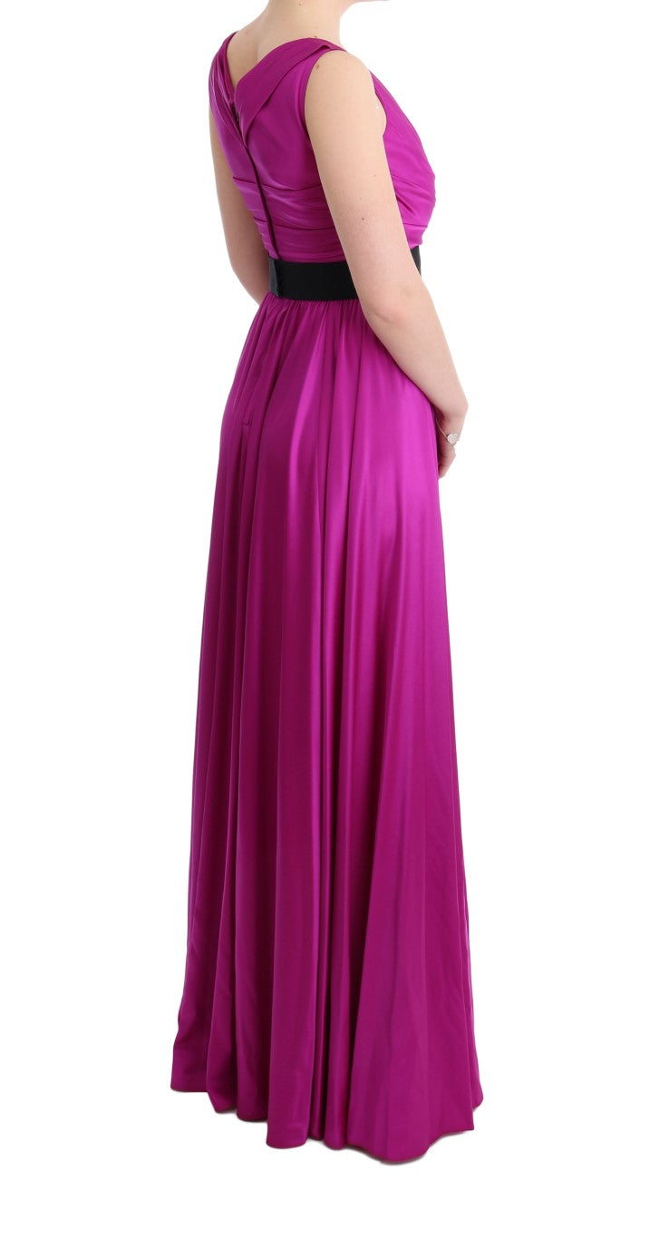 Robe longue ample en soie extensible rose de Dolce & Gabbana