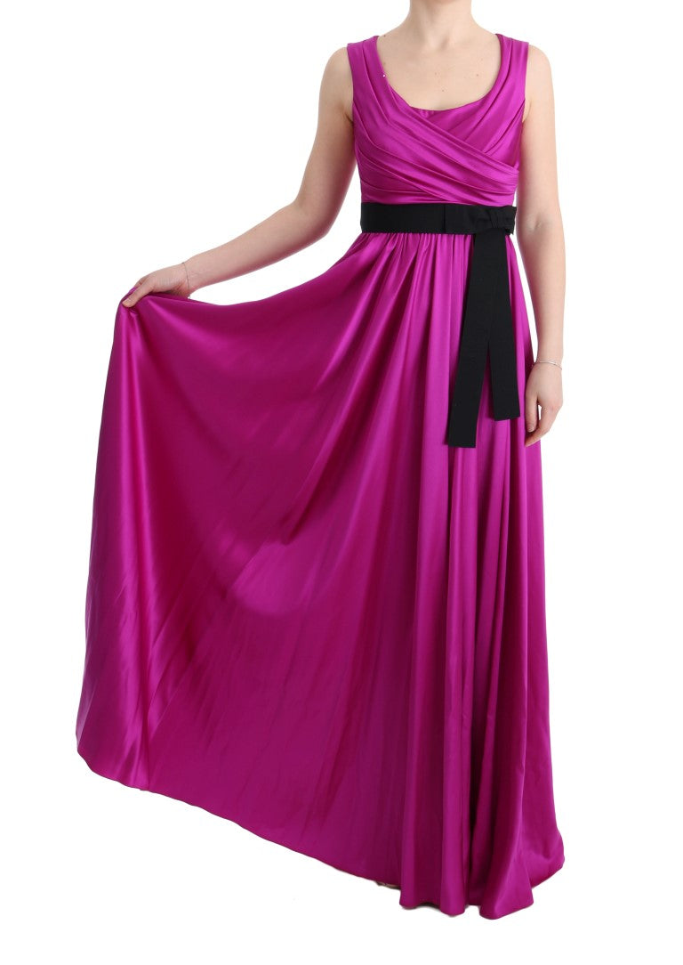 Robe longue ample en soie extensible rose de Dolce & Gabbana