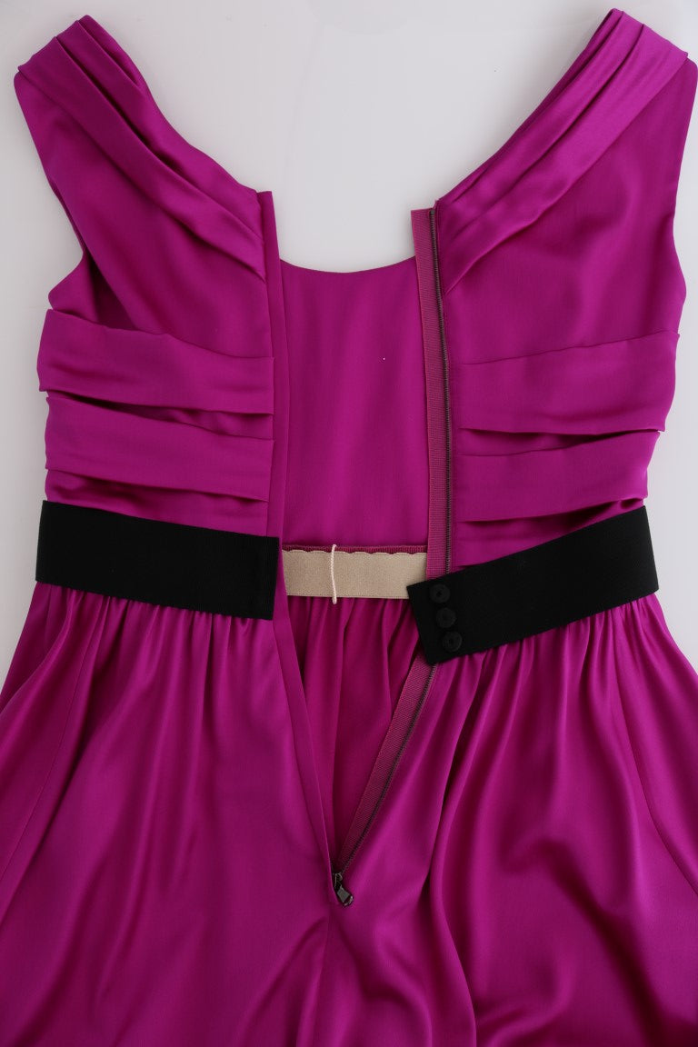 Robe longue ample en soie extensible rose de Dolce & Gabbana