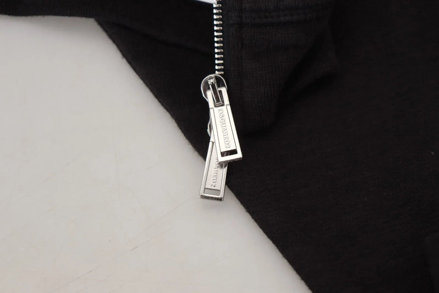 Pull à capuche noir à fermeture éclair complète et ornements de Dsquared²