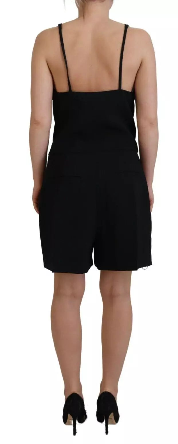 Combinaison-robe noire sans manches à col en V et ornements de Dsquared²