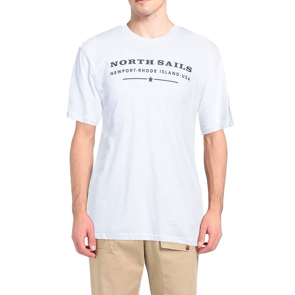T-shirt en coton blanc élégant North Sails avec impression sur la poitrine