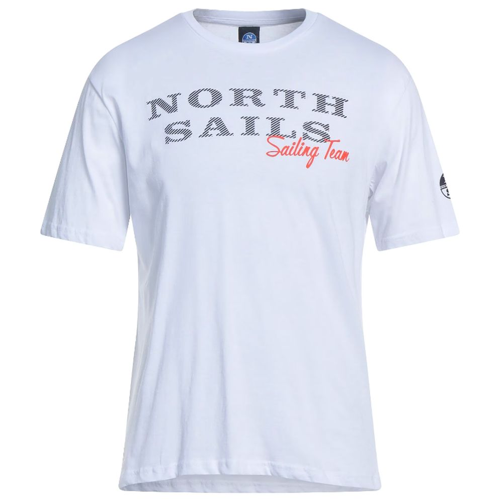 North Sails T-shirt met rubberen logo in puur wit