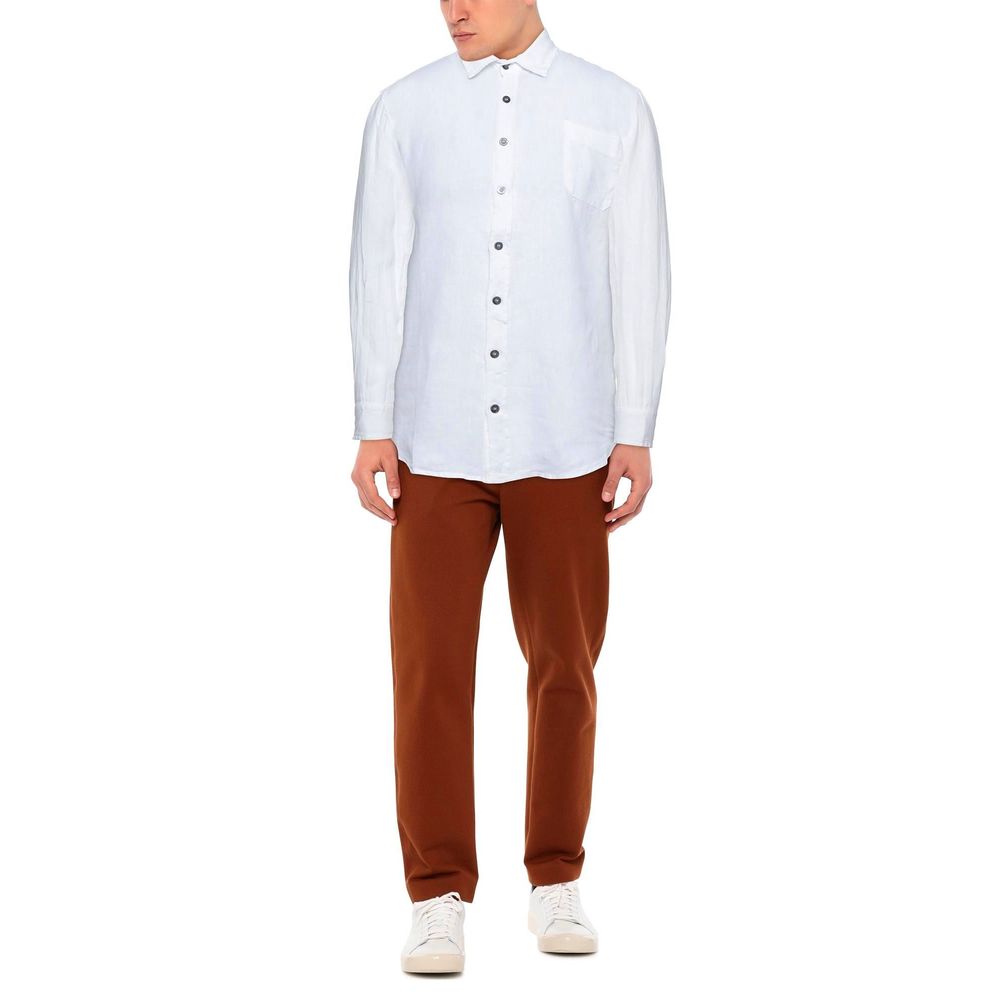 Chemise en lin blanc élégante pour homme de la marque Alpha Studio