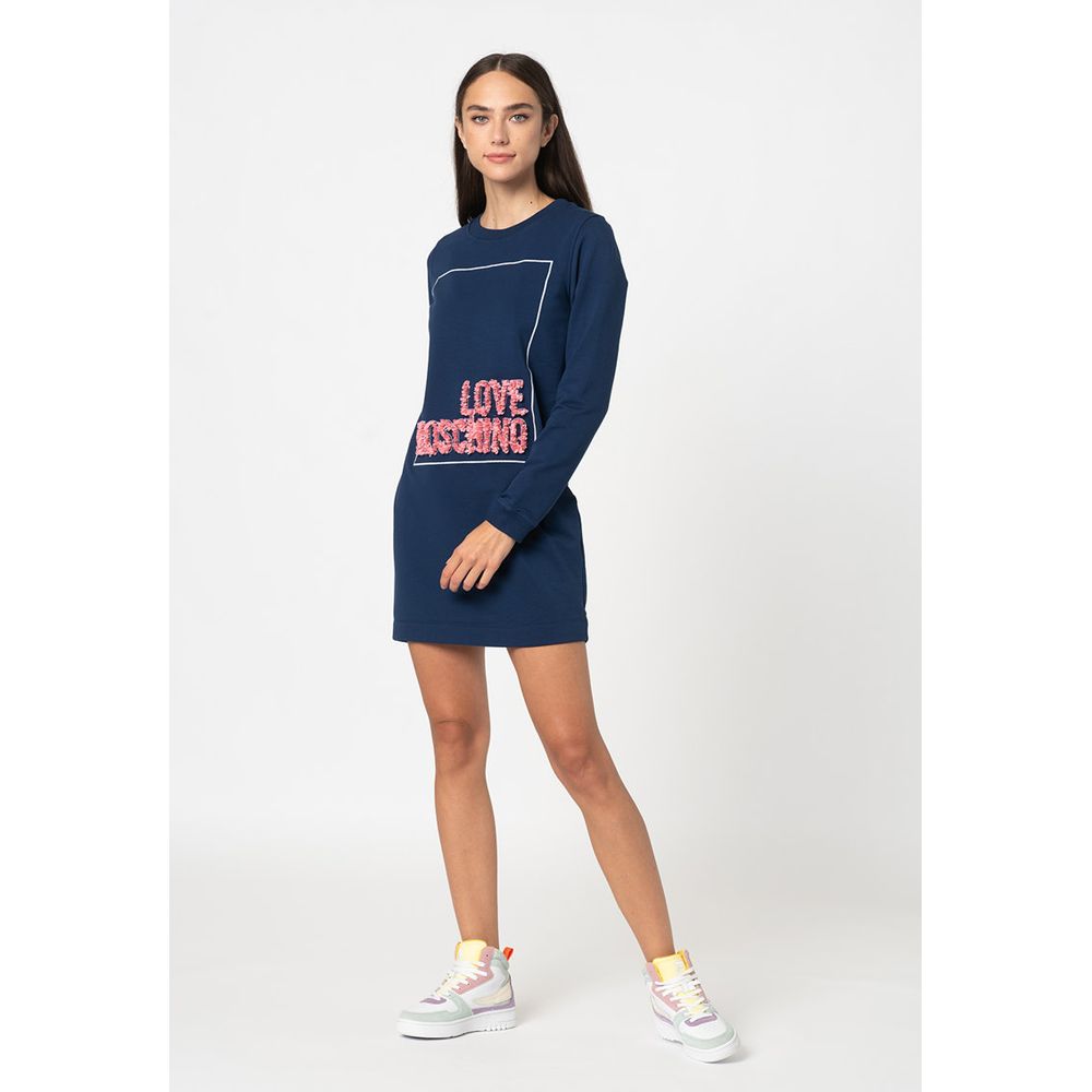 Love Moschino blauwe katoenen damesjurk