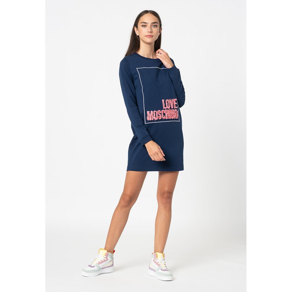 Love Moschino blauwe katoenen damesjurk