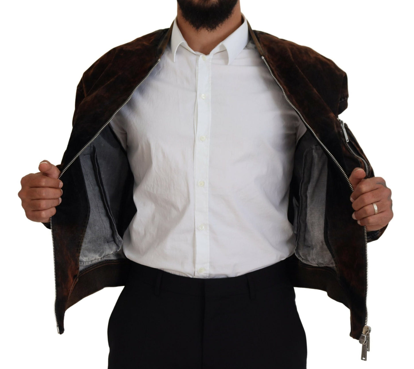 Veste bomber en coton marron Dsquared² avec poches zippées sur les manches