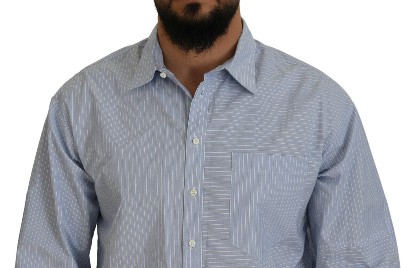 Chemise habillée à manches longues Dsquared² à rayures bleues et logo imprimé