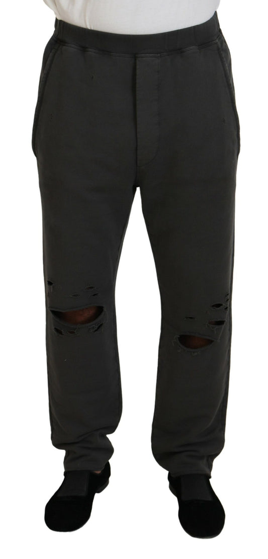 Pantalon décontracté déchiré en coton gris foncé pour homme de Dsquared²