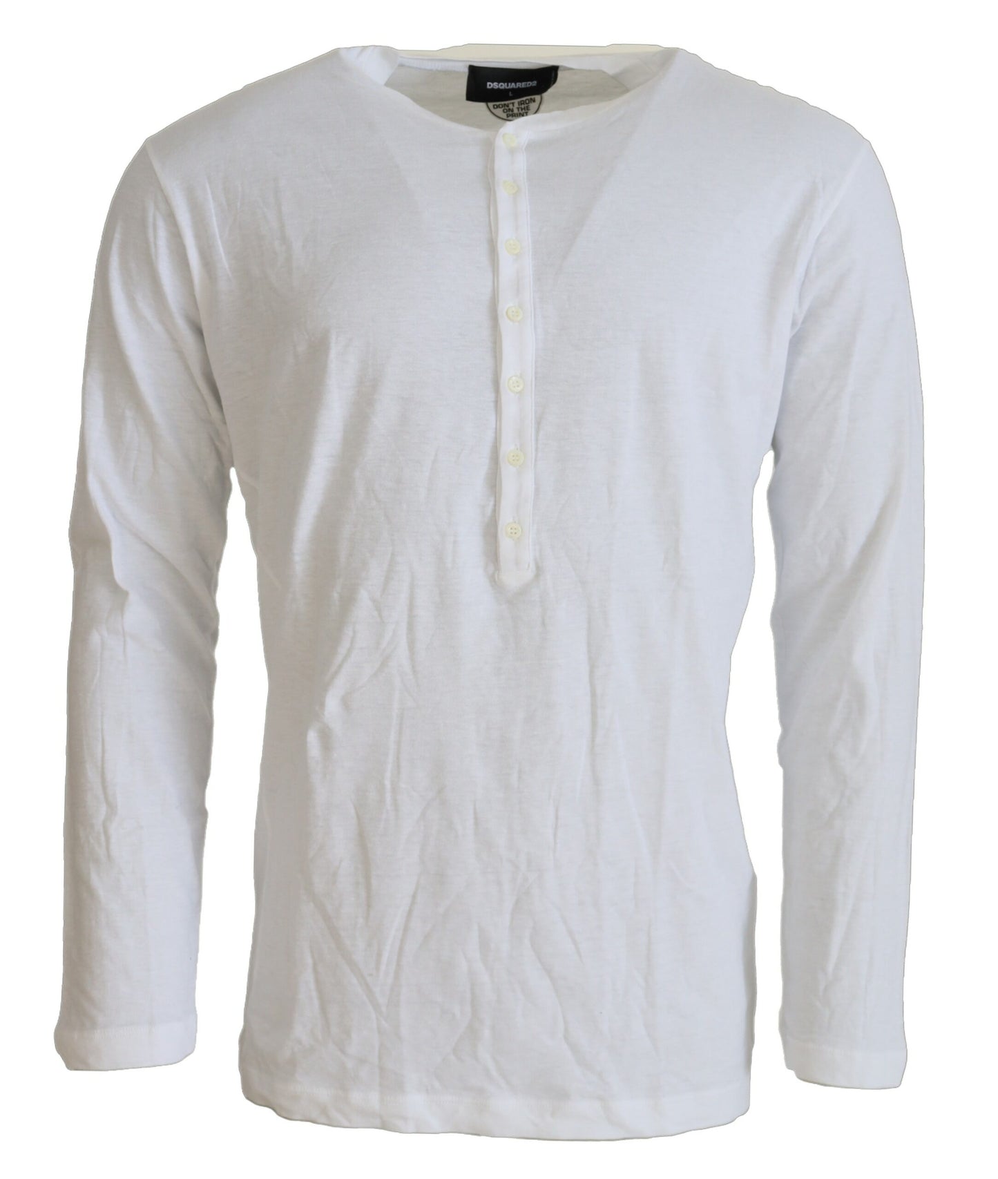 Pull en coton et lin blanc à manches longues Dsquared²