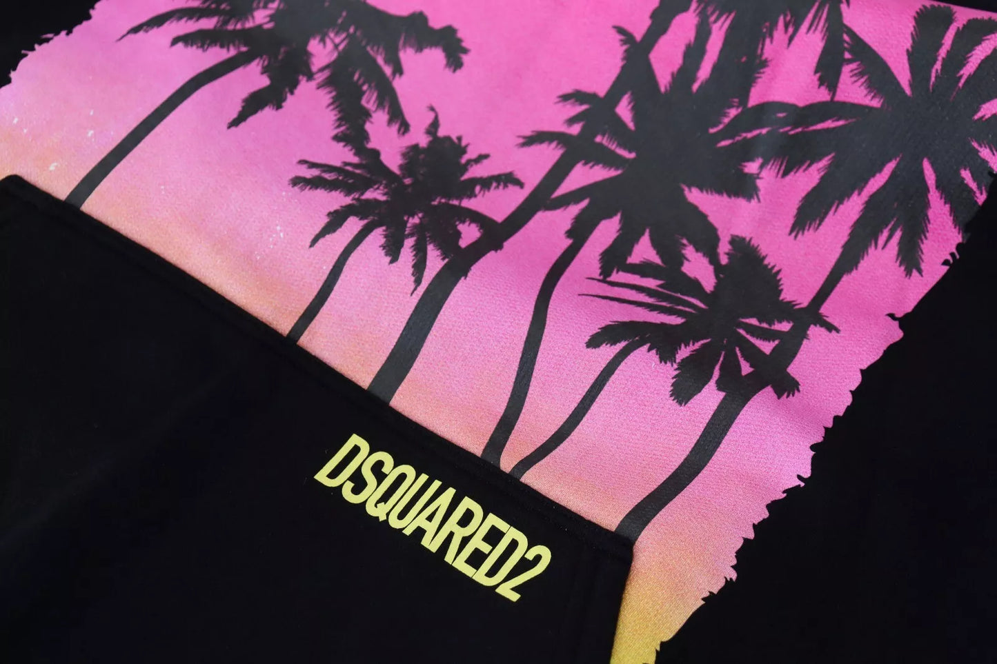 Pull à capuche noir en coton pour homme avec imprimé de la marque Dsquared²