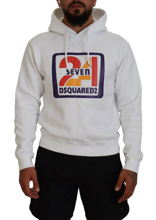 Dsquared² Witte katoenen hoodie met print, heren trui.