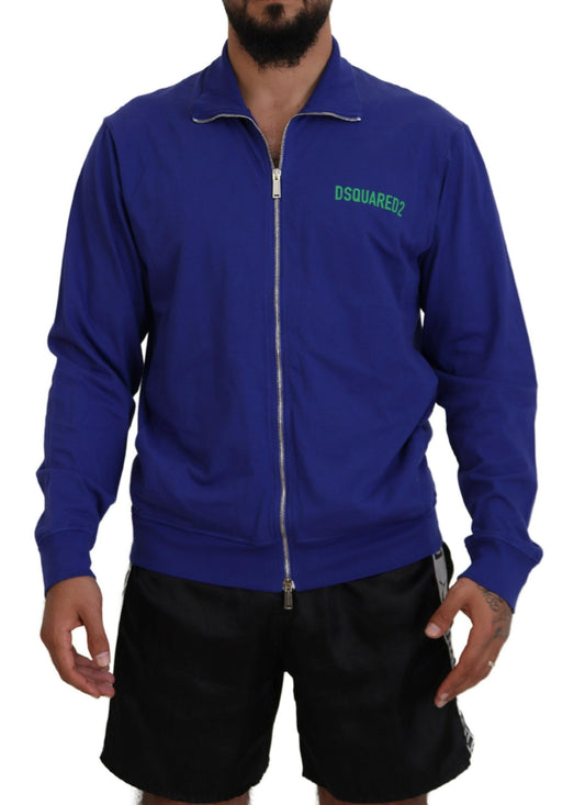 Dsquared² Blauwe katoenen sweater met print en kraag, voor heren, met ritssluiting.