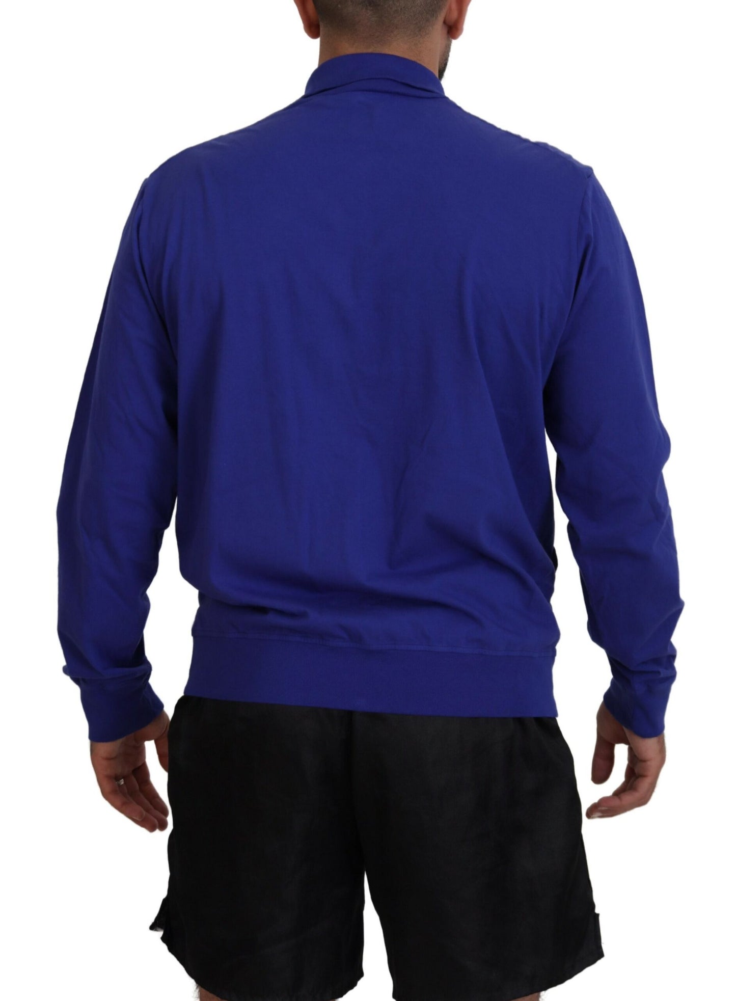 Pull à col montant à fermeture éclair pour homme en coton bleu imprimé Dsquared²