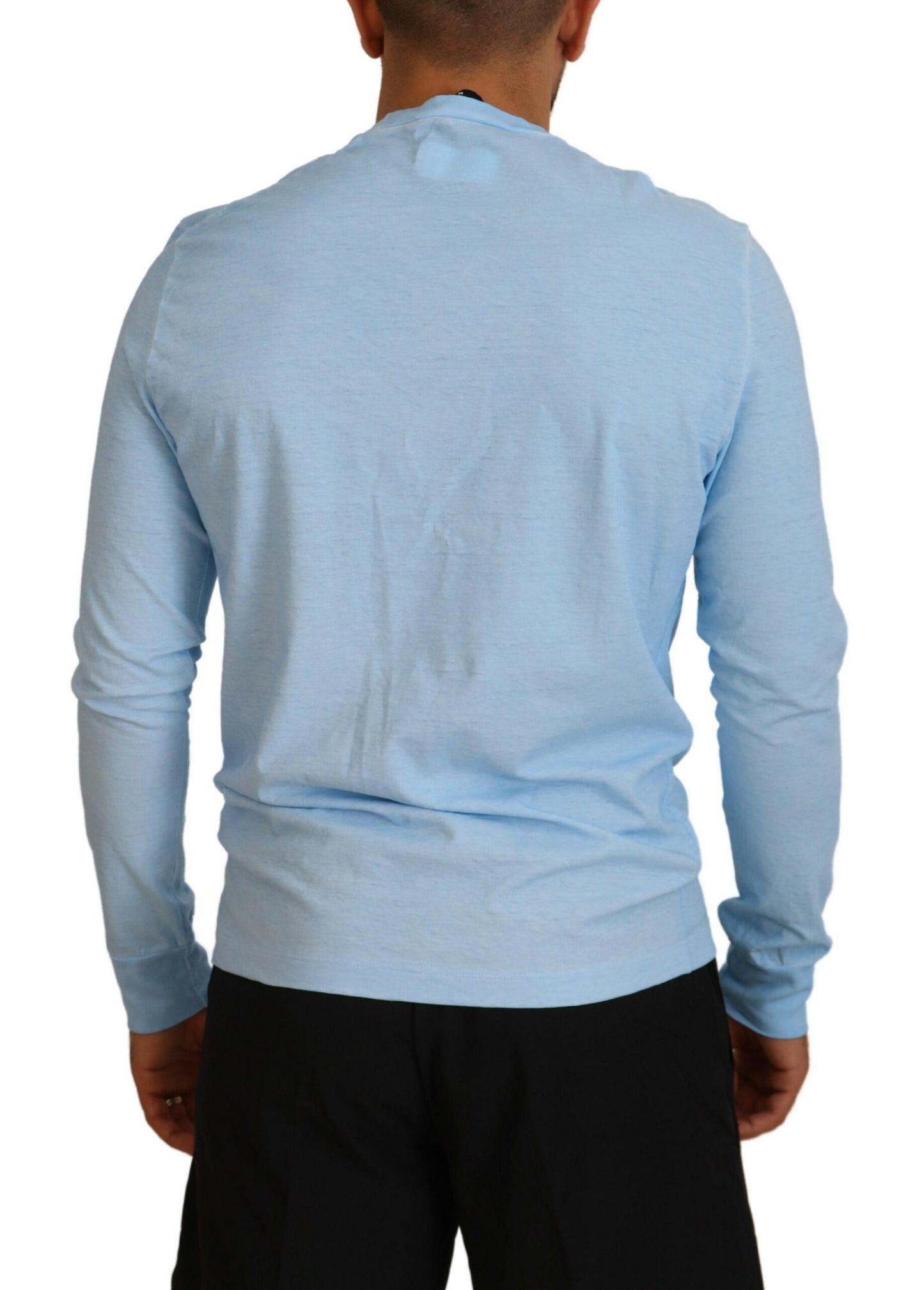 Pull homme Dsquared² à manches longues, bleu clair, imprimé.