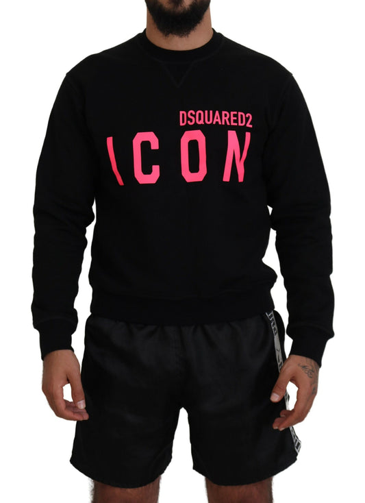 Dsquared² Zwarte gebreide trui met lange mouwen en opdruk