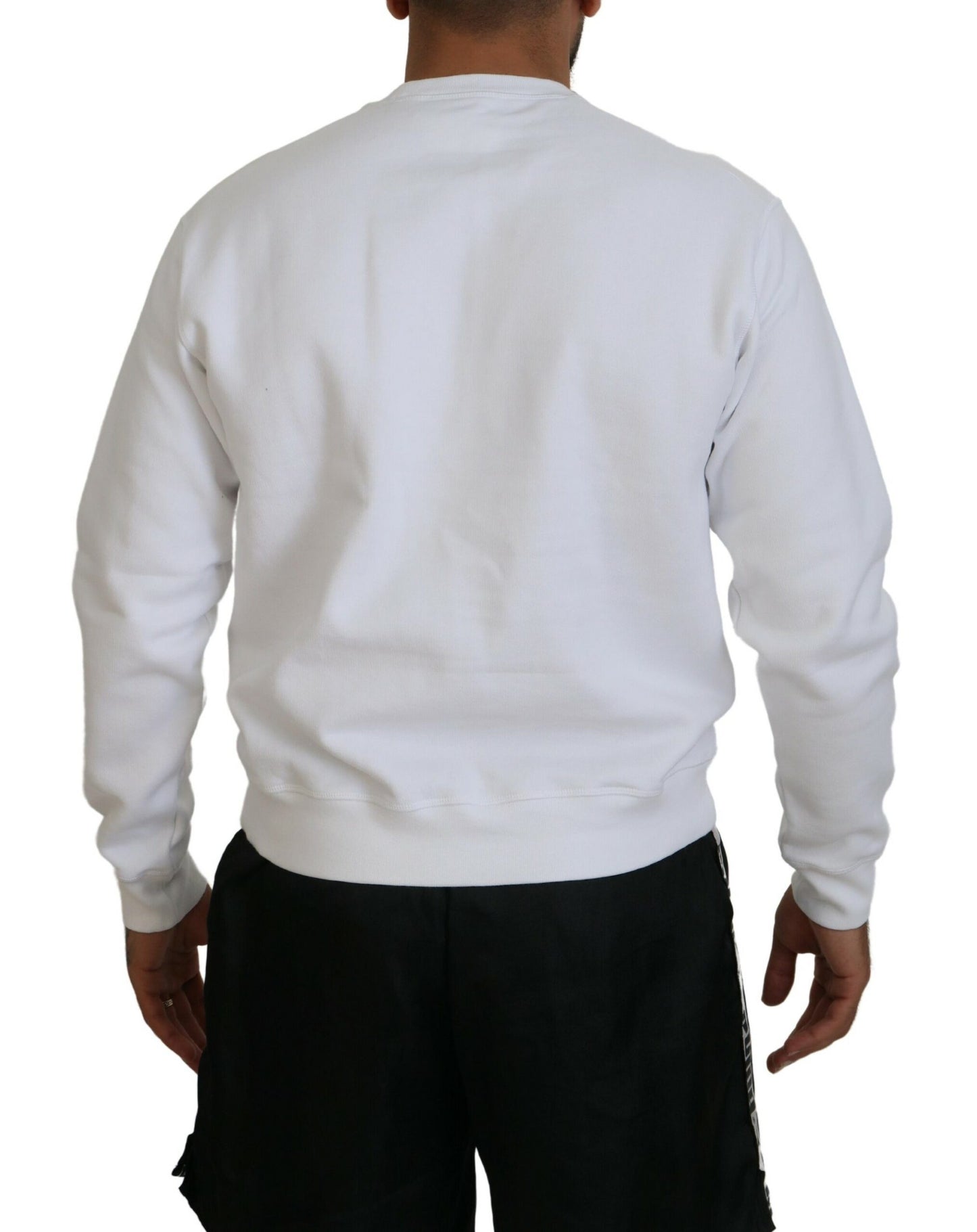 Pull en coton blanc à manches longues avec imprimé de Dsquared²