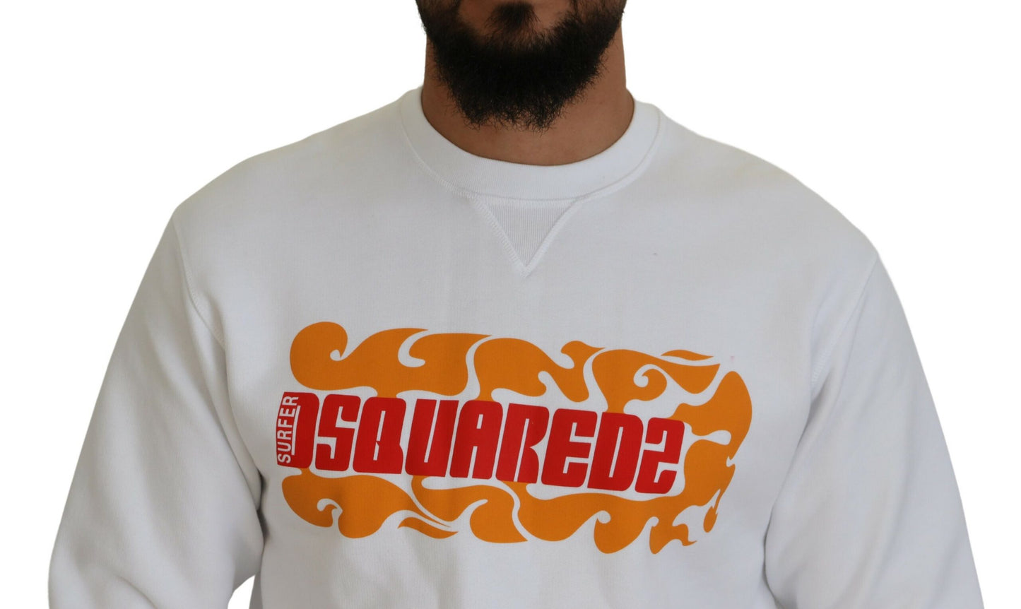 Pull en coton blanc à manches longues avec imprimé de Dsquared²