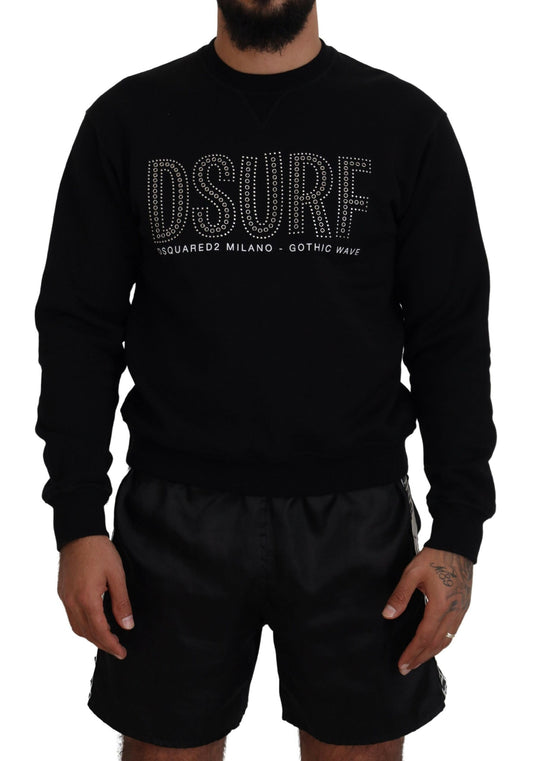 Dsquared² Zwarte katoenen gebreide trui met lange mouwen en opdruk