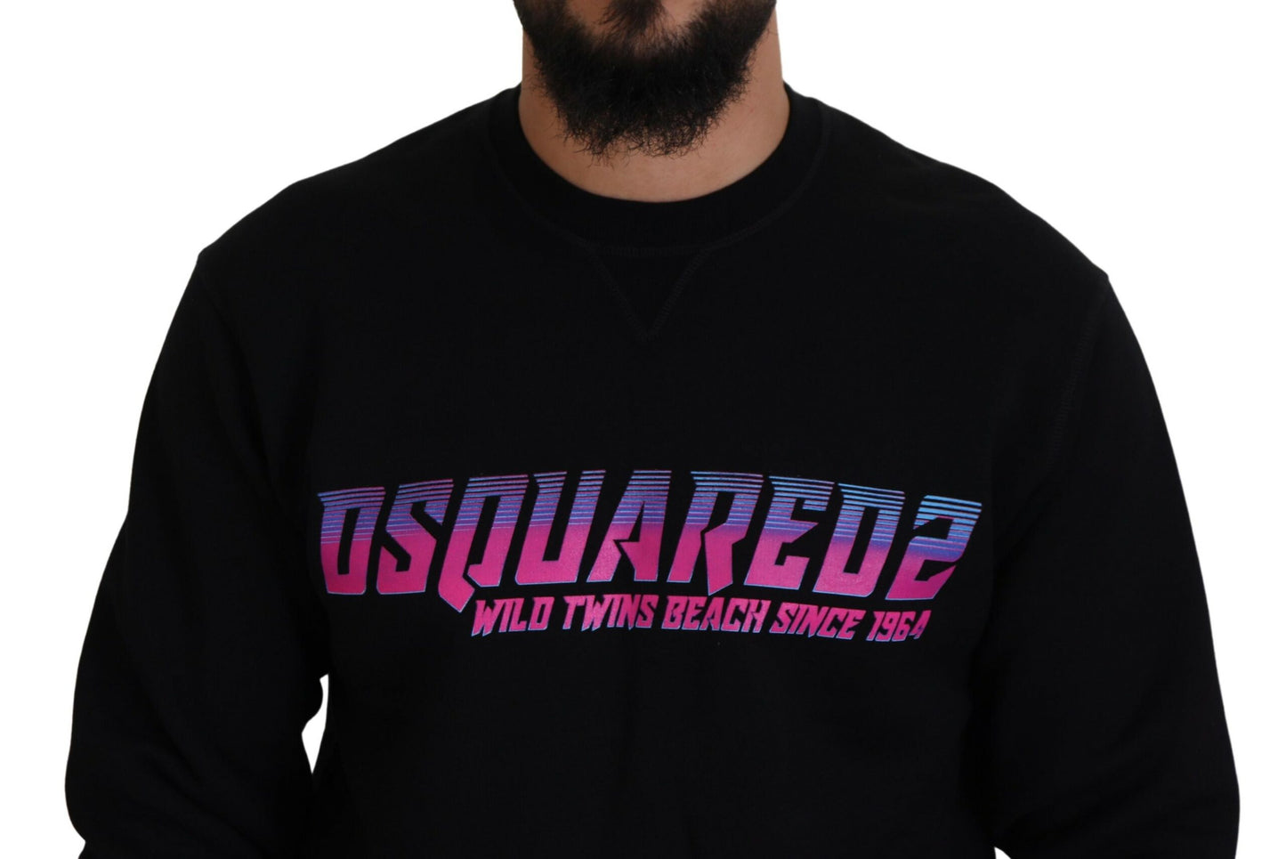 Pull en laine à manches longues pour homme Dsquared² avec imprimé du logo noir.