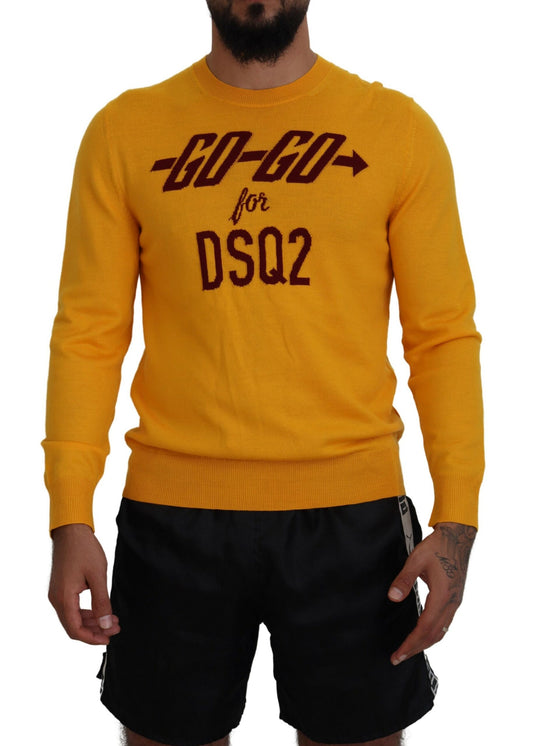 Dsquared² Oranje wollen herenpullover met lange mouwen