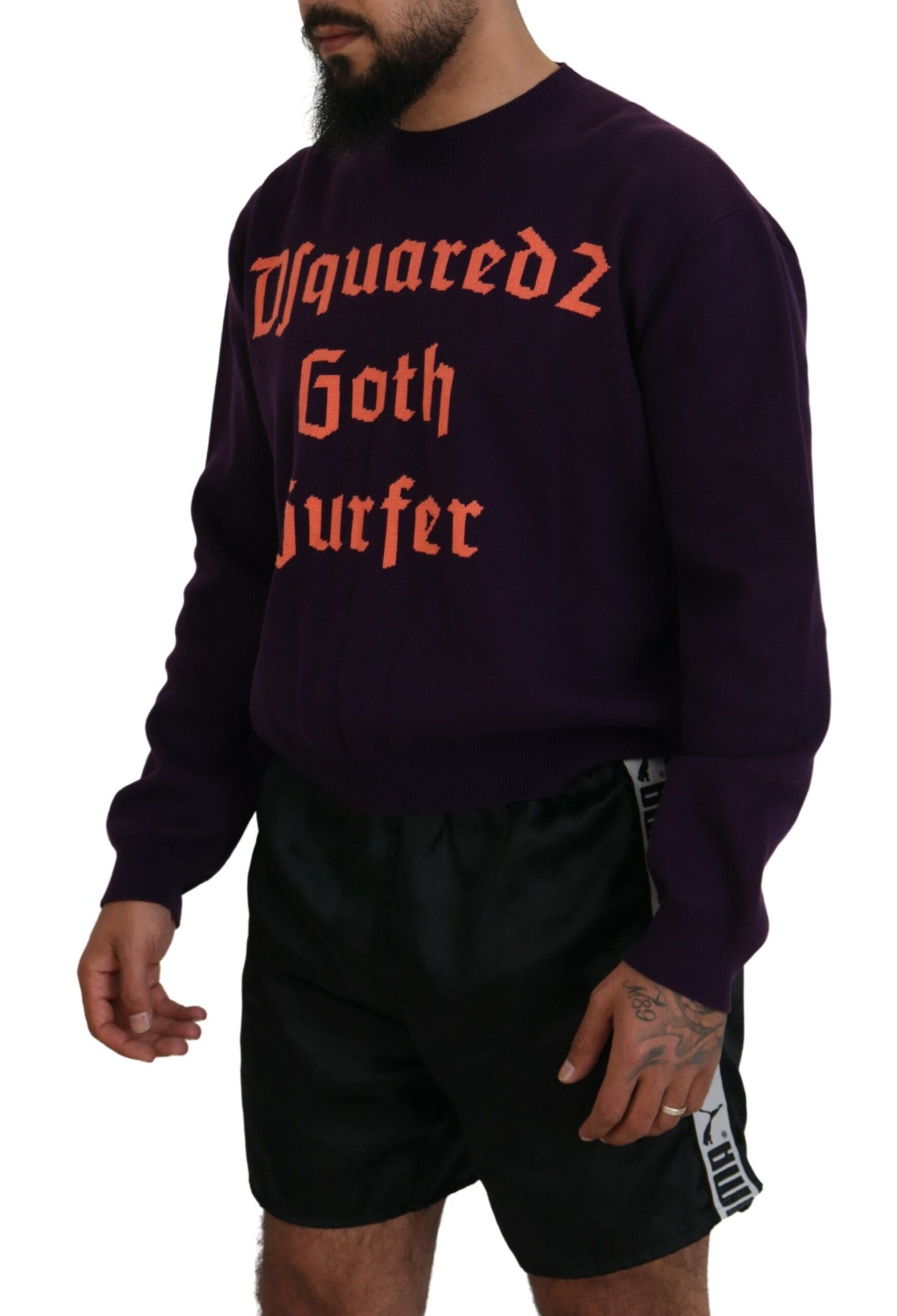 Pull en coton violet imprimé pour homme Dsquared²