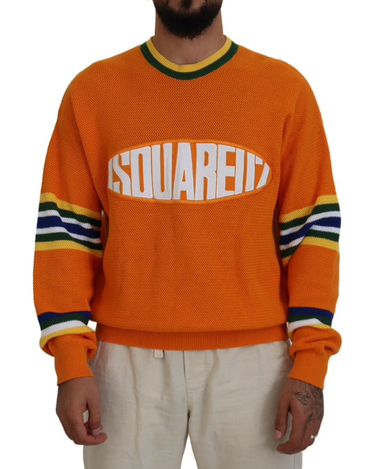 Pull en laine à manches longues pour homme Dsquared² imprimé orange