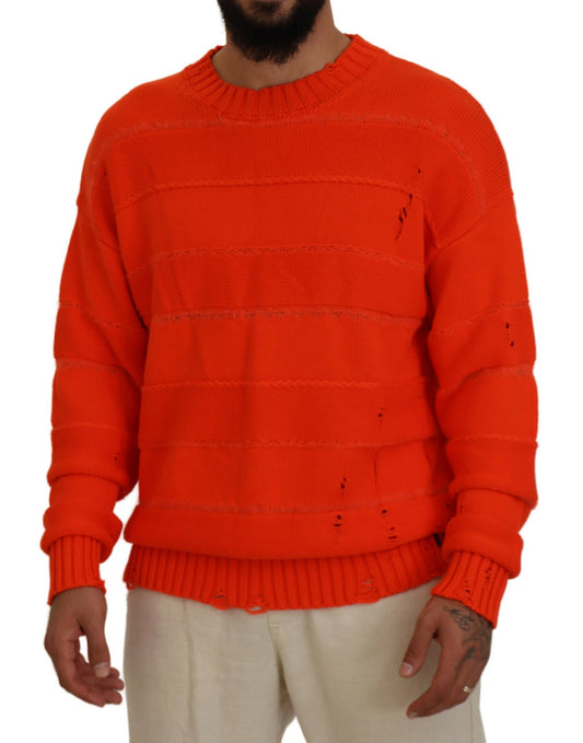 Pull en coton orange à manches longues pour homme Dsquared²