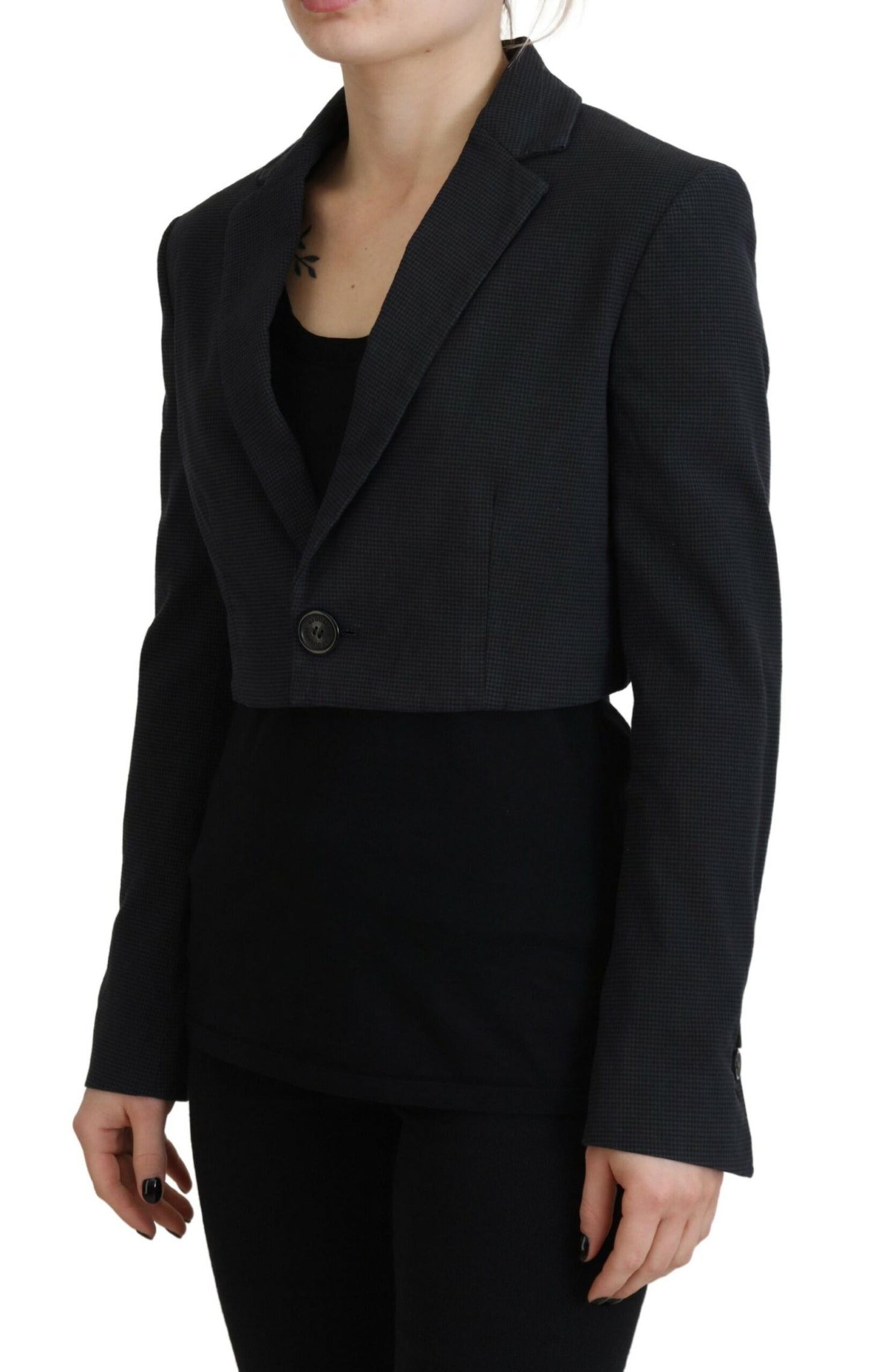 Dsquared² Zwarte, geklede, cropped blazer van katoen met knopen