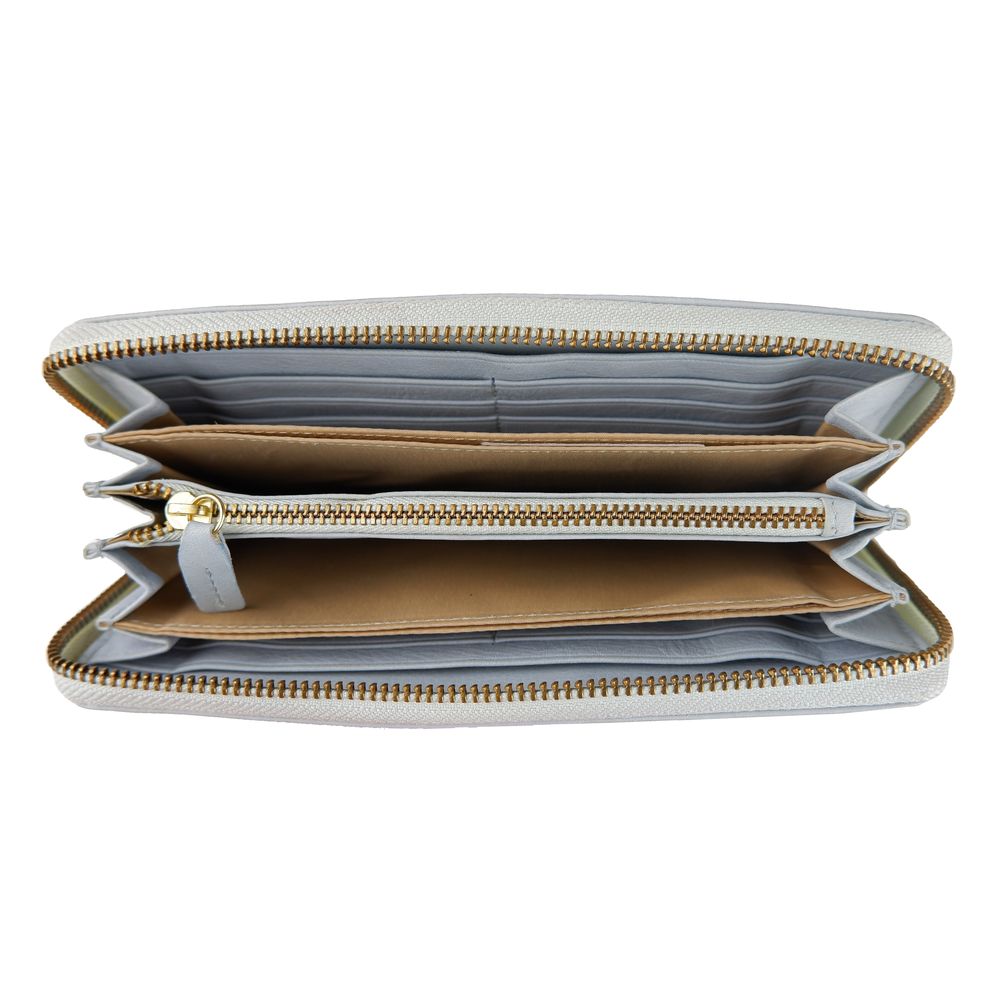 Portefeuille Cavalli Class en cuir de veau gris pour femme