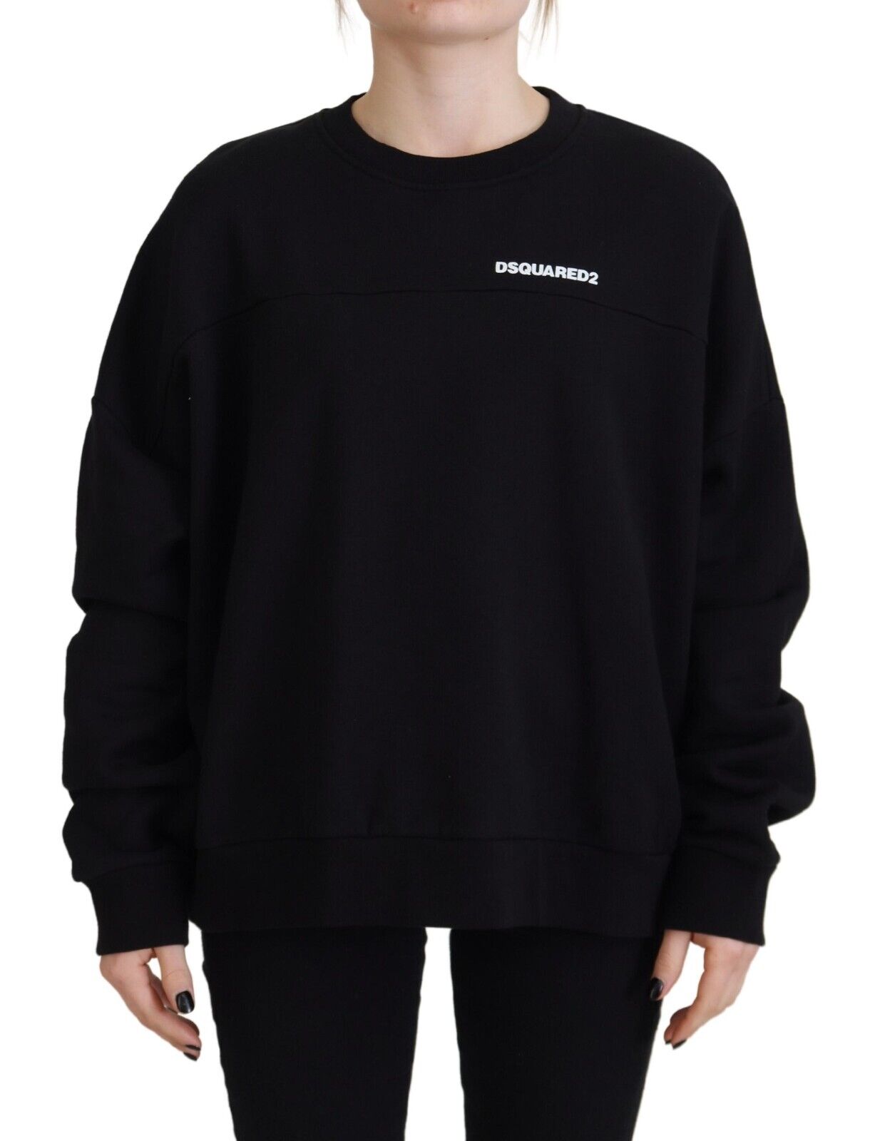 Pull à manches longues pour femme en coton noir imprimé Dsquared²
