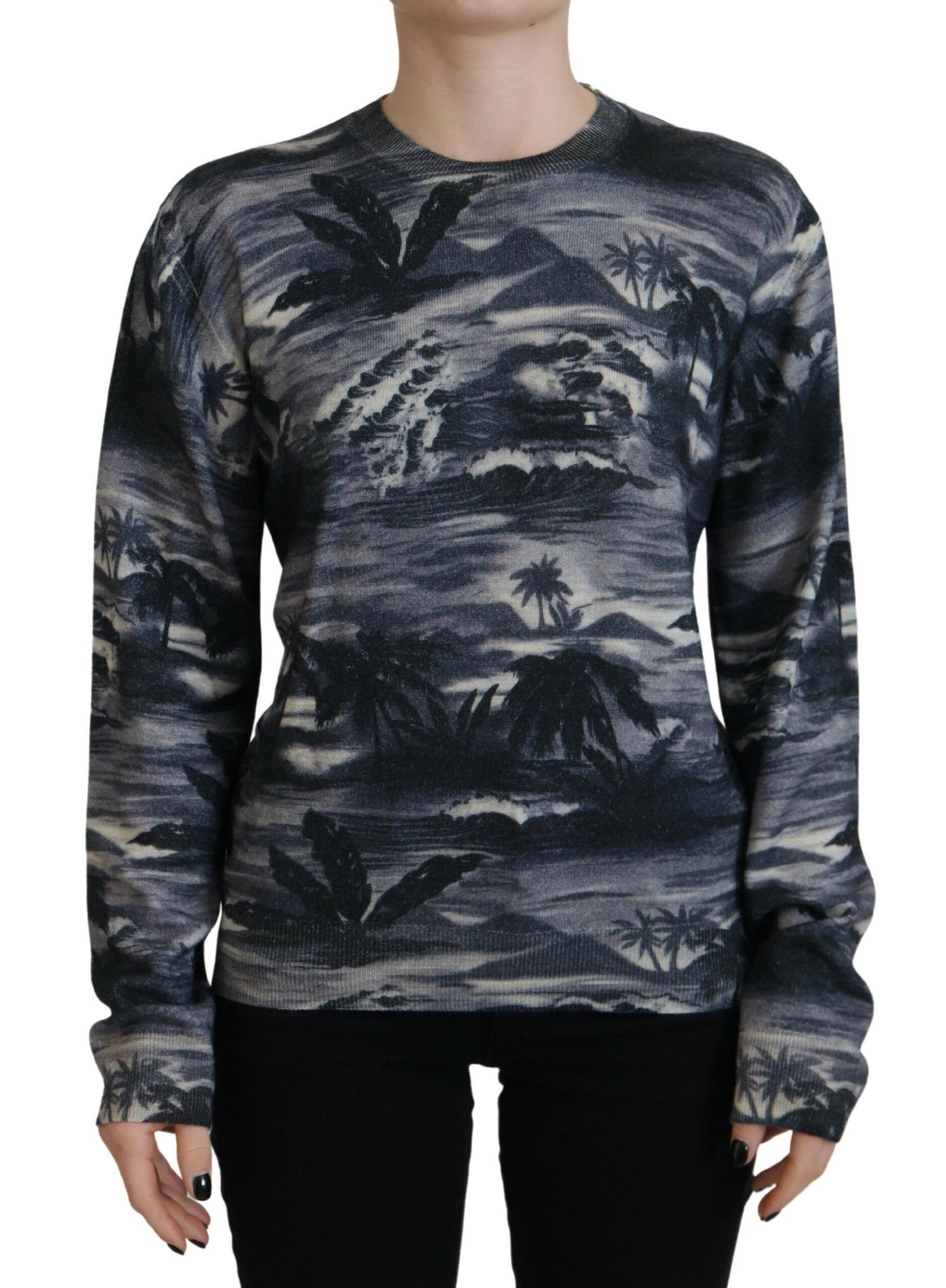Pull en coton noir à manches longues Dsquared² avec imprimé "Thunder Sky"