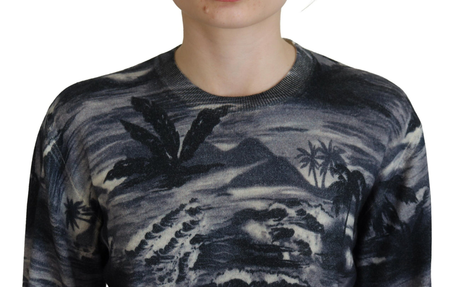 Pull en coton noir à manches longues Dsquared² avec imprimé "Thunder Sky"