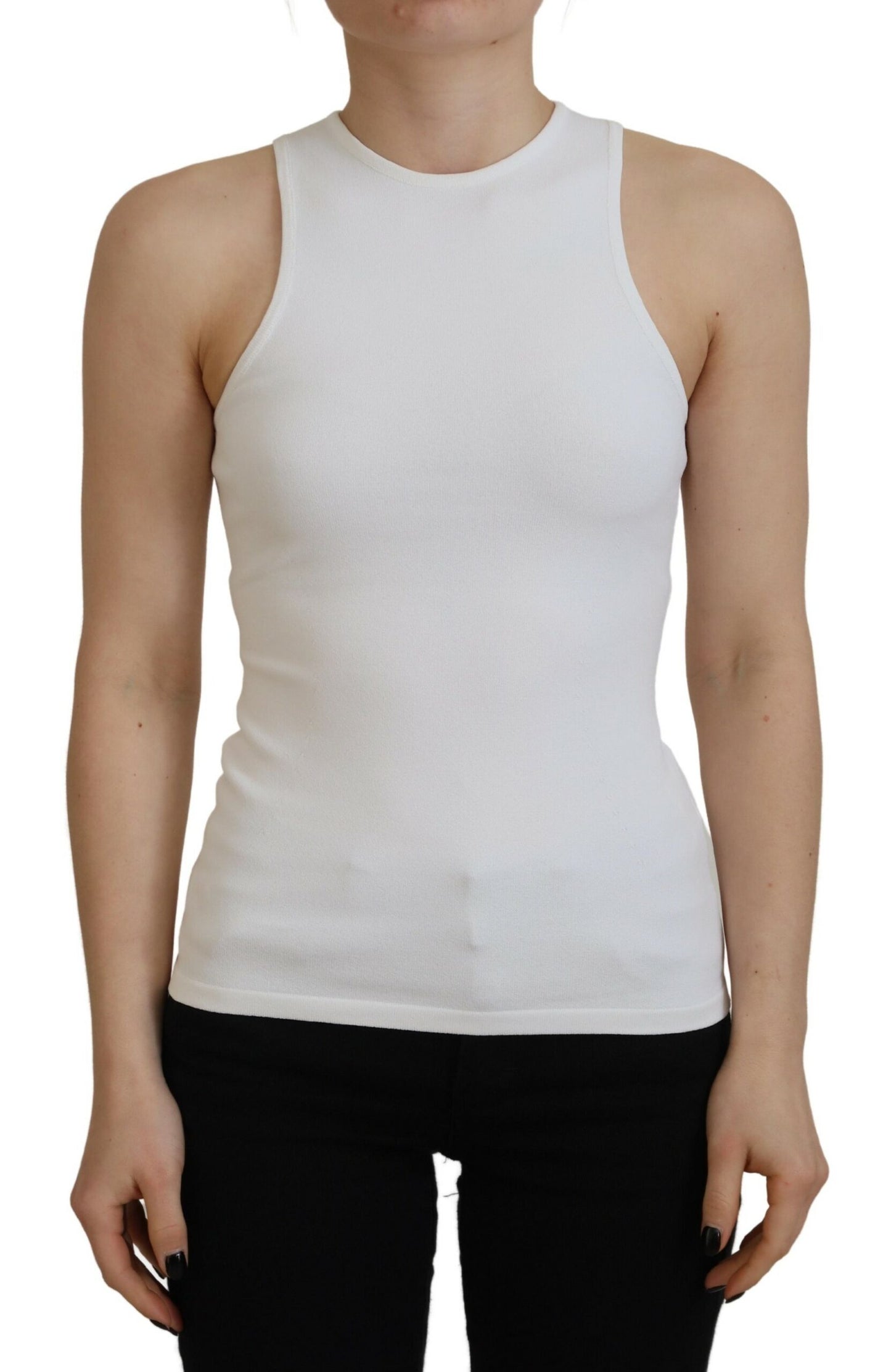Dsquared² Wit Viscose Mouwloos Tanktop met Ronde Hals
