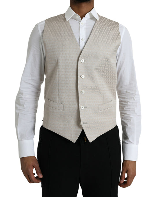 Gilet-robe en coton blanc cassé, Dolce & Gabbana, pour occasion formelle.