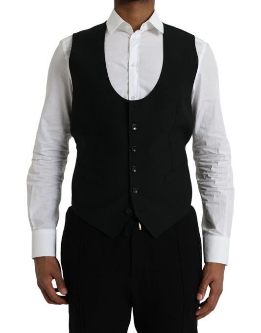 Gilet-robe noir en laine de Dolce & Gabbana, gilet formel.