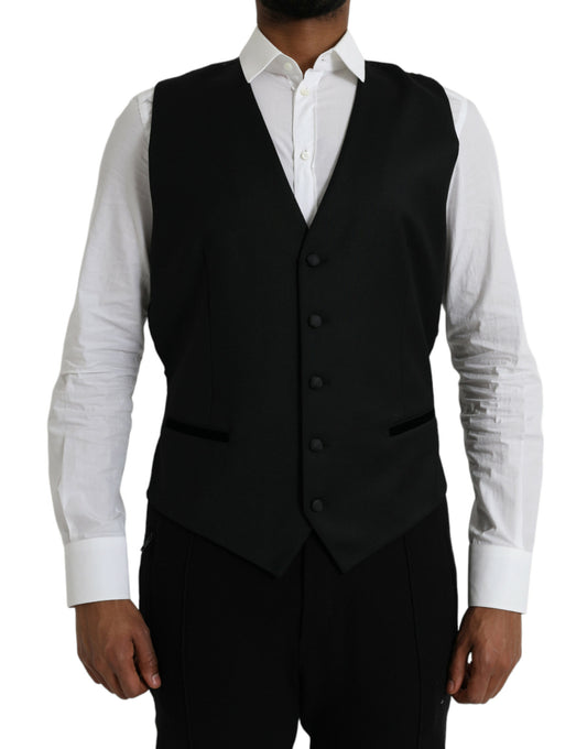 Gilet-robe noir en soie de Dolce & Gabbana, pour occasion formelle.