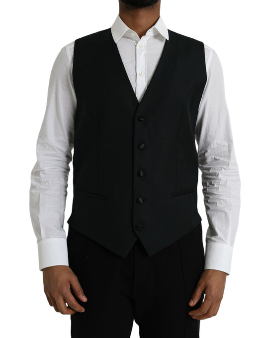 Gilet-robe noir en laine de Dolce & Gabbana, gilet formel.