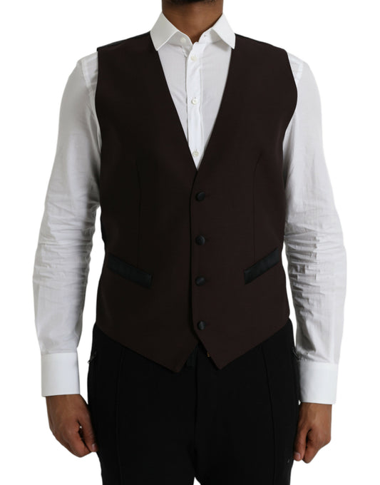 Gilet-robe en laine marron, forme formelle, Dolce & Gabbana