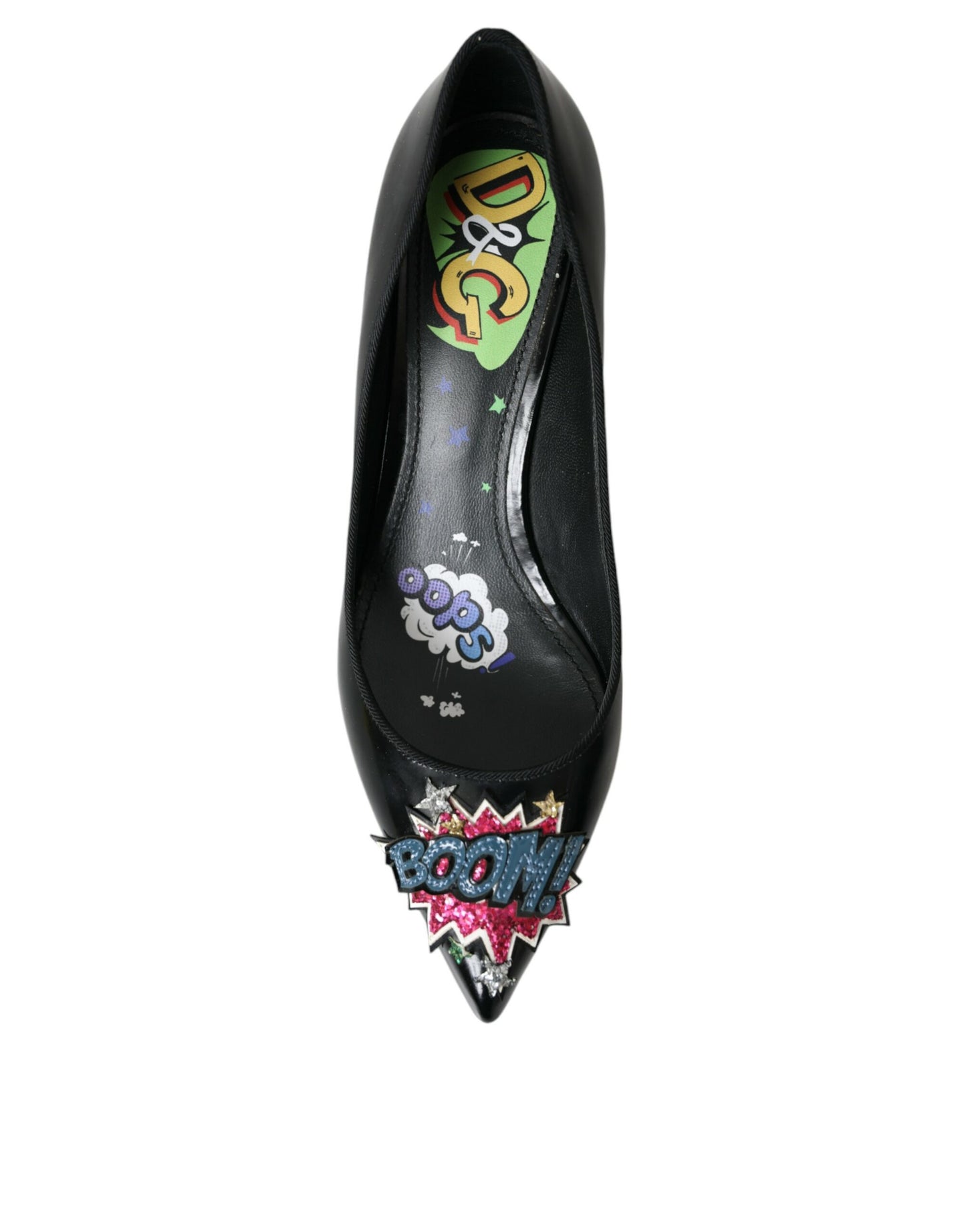 Escarpins à talons BOOM en cuir noir avec patchs Dolce & Gabbana
