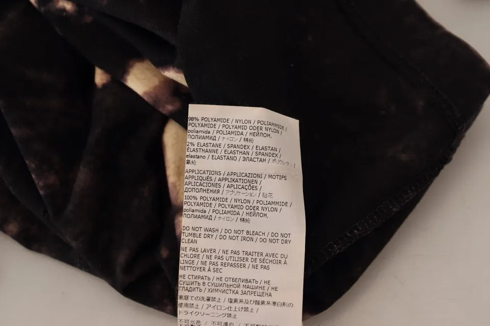 Robe chemise en coton à manches longues en maille tie-dye noire de Dsquared².