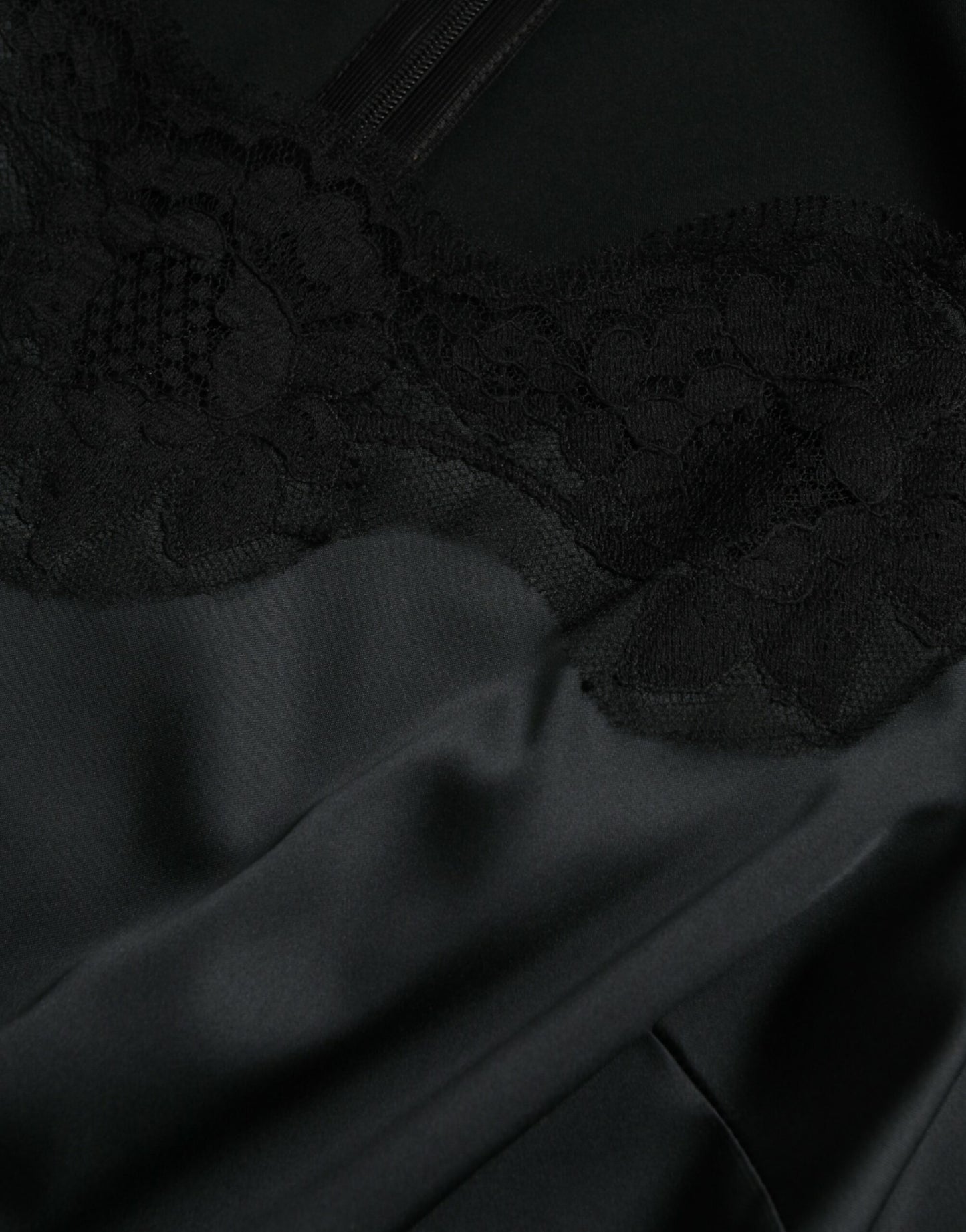 Robe midi moulante en polyester noir avec garniture en dentelle de Dolce & Gabbana